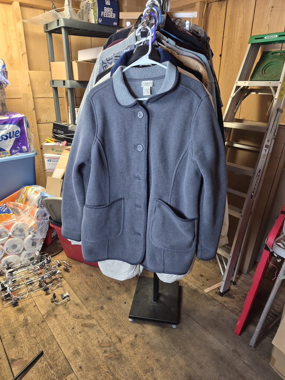 L.L. Bean Women's Dark Navy Fleece Pea Coat Bin 59